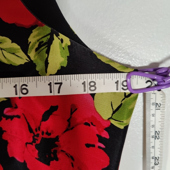 Talbots 100% Silk Red Rose A-Line Midi Dress Size 10 - Picture 7 of 11